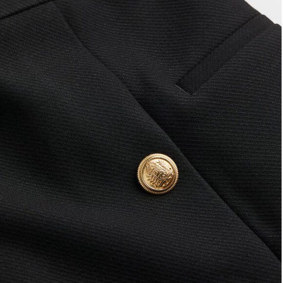 Timeless Black Short Skirt with Statement Buttons - Picture 2 of 2